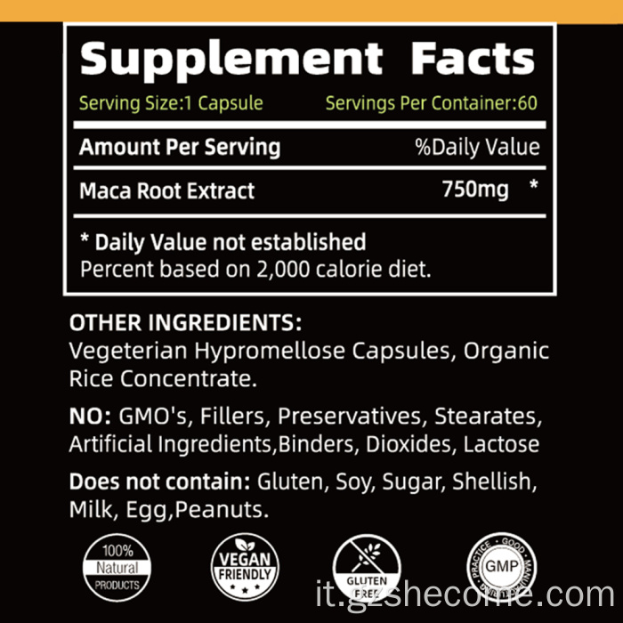 Capsule di energia a radice maca di alta potenza maca